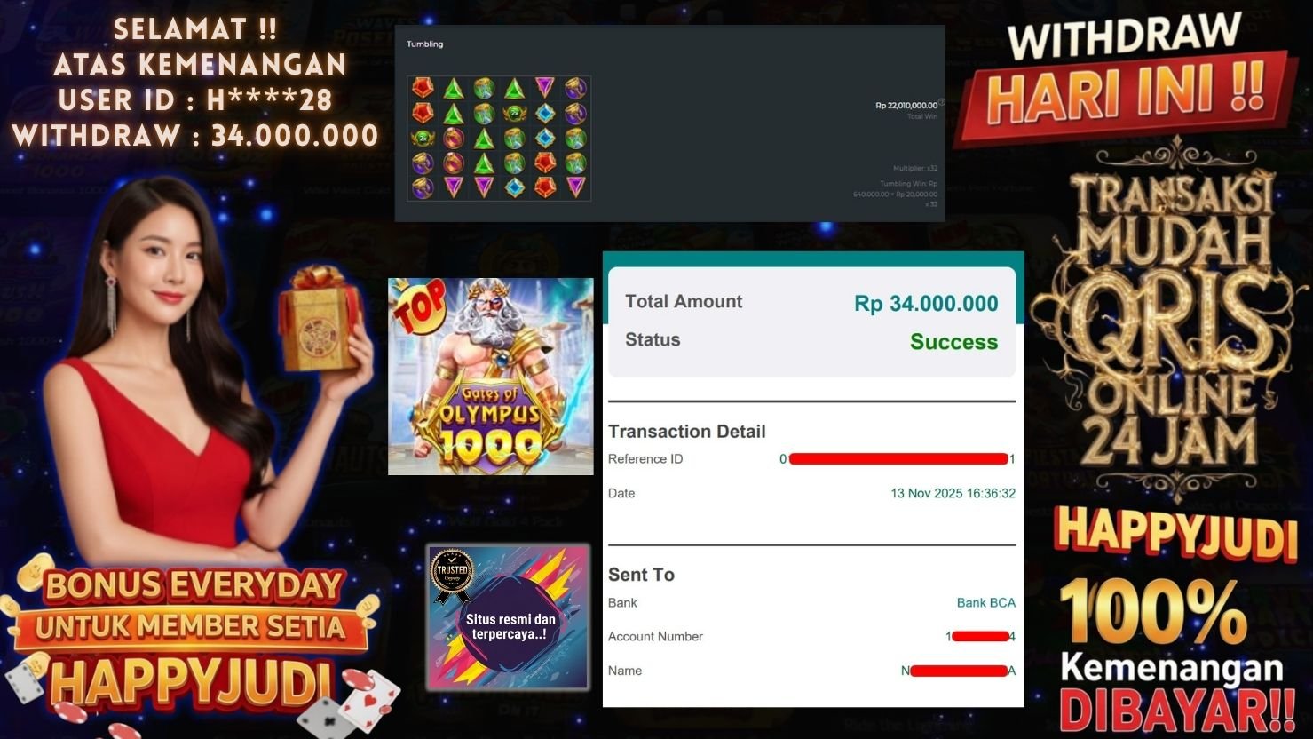 HAPPYJUDI JACKPOT SLOT GATES OF OLYMPUS 1000